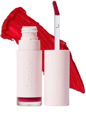 Glossier G suit, soft touch lip cream, shade JET